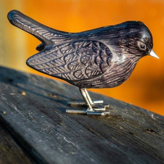 Brushed Black Robin 12.5 cm