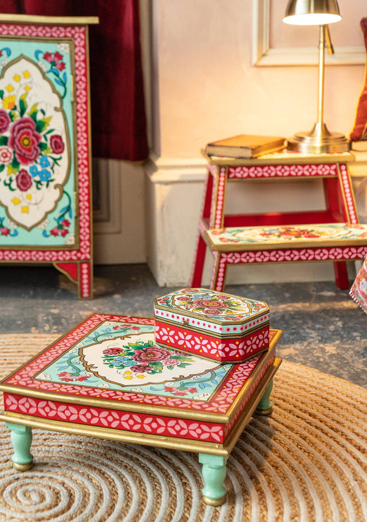 Rikisha Hand Painted Bajot Table