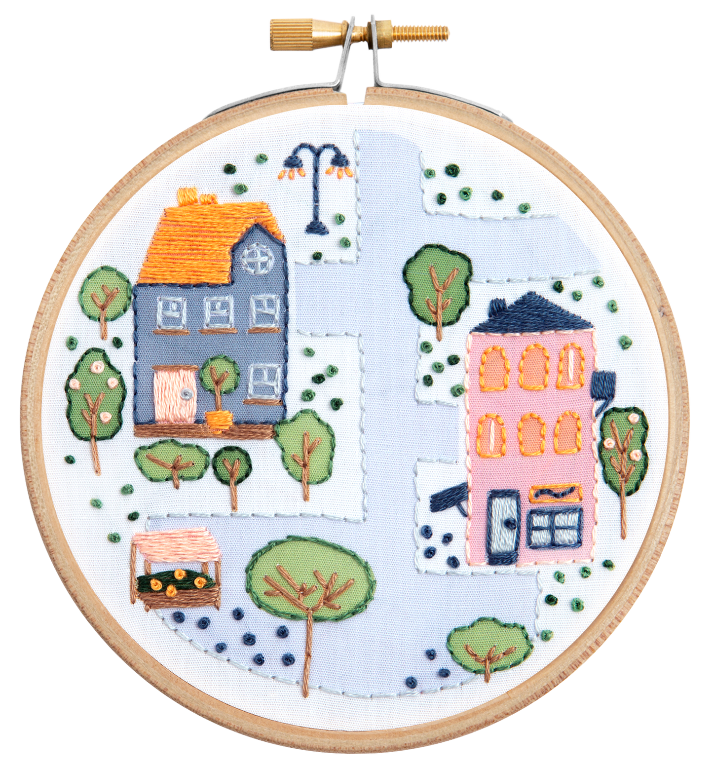 Town Houses Mini Embroidery Kit | Complete Craft Kit for Beginners