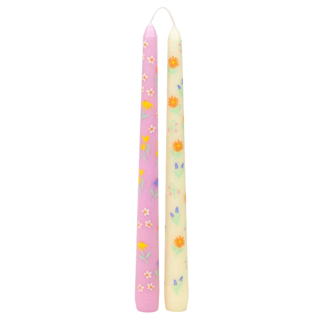 Floral Yellow & Pink Dinner Candles | 2 Pack| Summer Party |