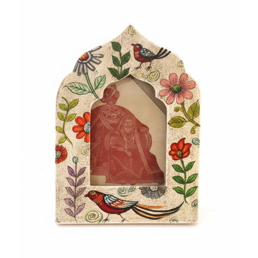 Hand Painted Wood Floral Arched Photo Frame