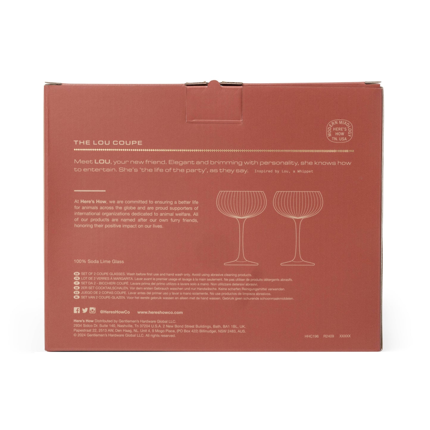 The Lou Coupe Glass - Set of 2 - Amber