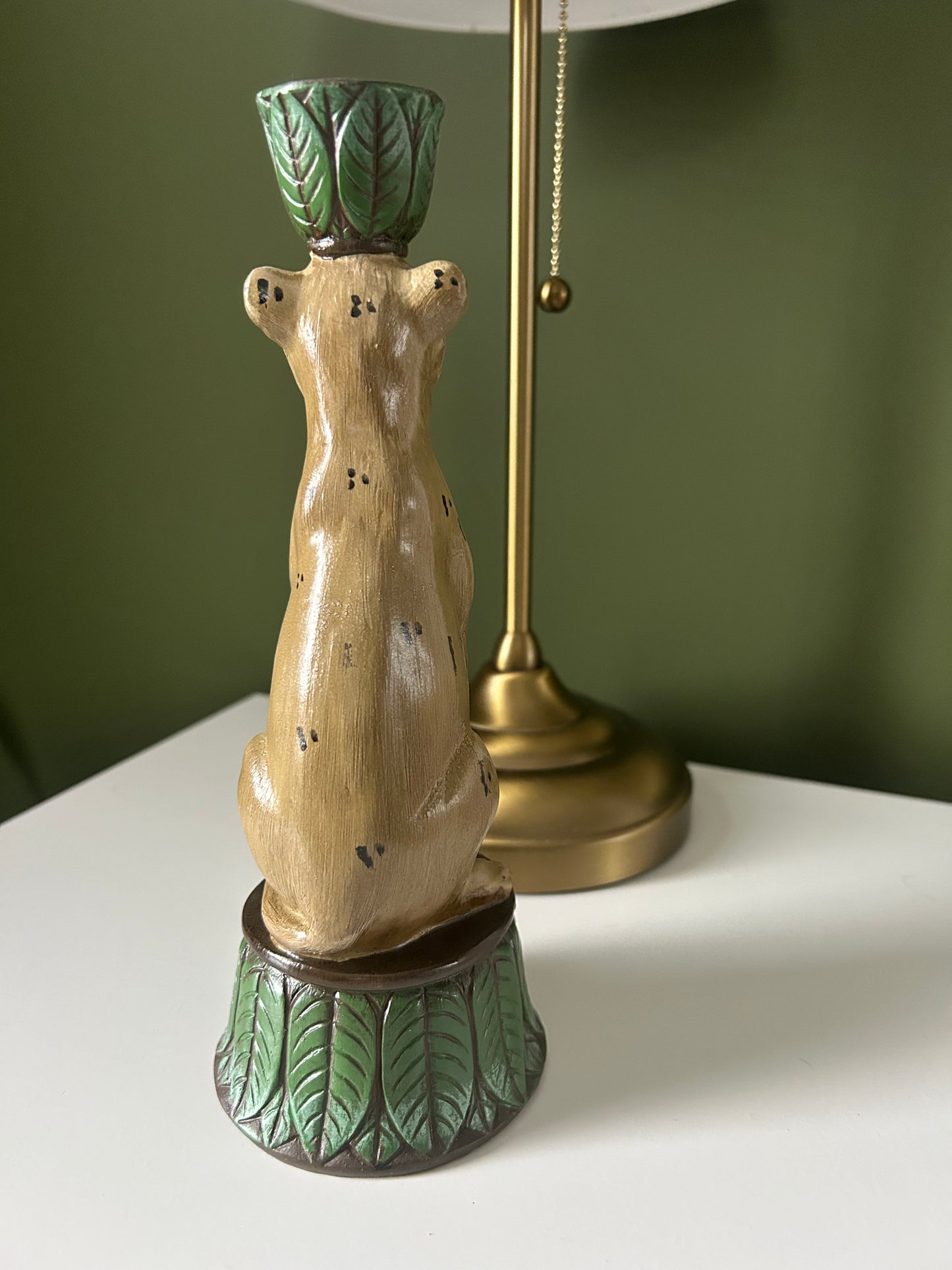 Vintage style leopard candle holder