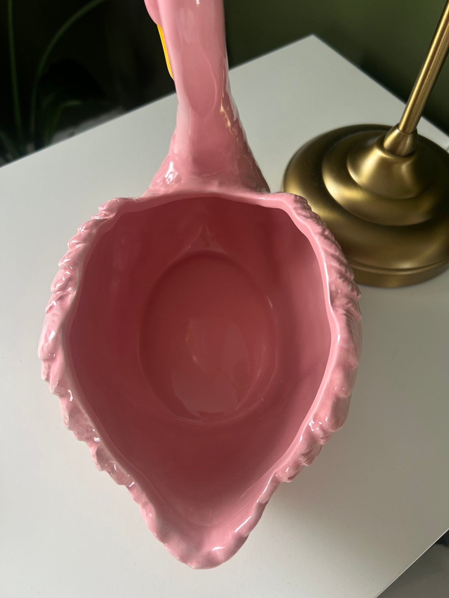 Pink Swan Ceramic Planter / Storage Bowl