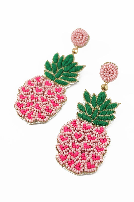 PINK HEART PINEAPPLE EARRINGS