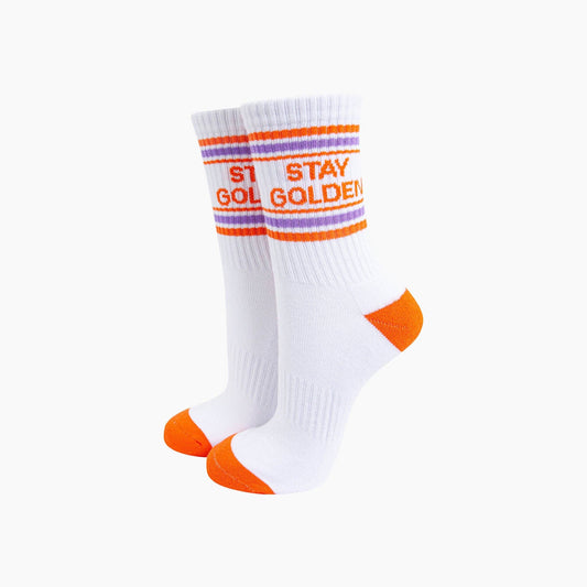 Stay Golden Organic Cotton Sports Socks in White