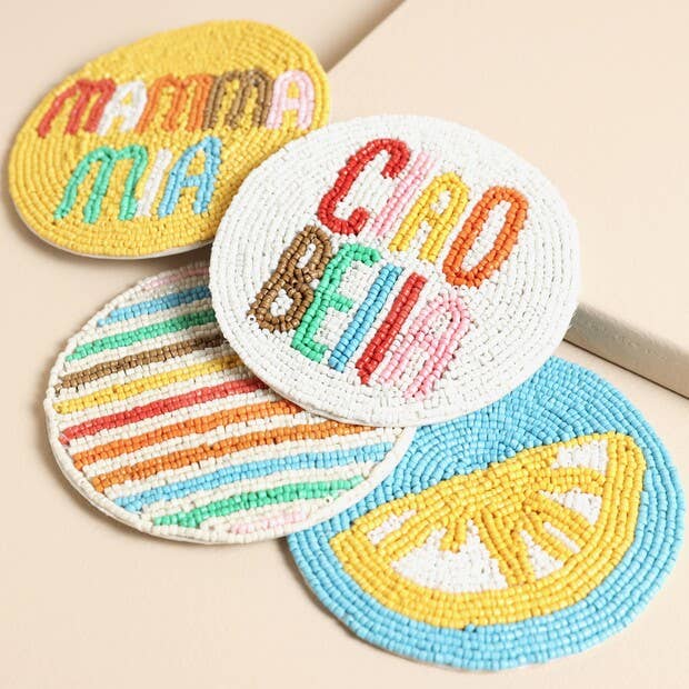 Set of 4 Ciao Bella Hand Beaded Coasters