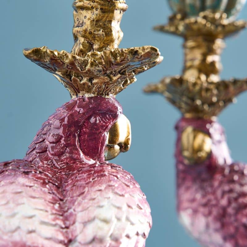 Pair of Parrot Candle Holders - Pink