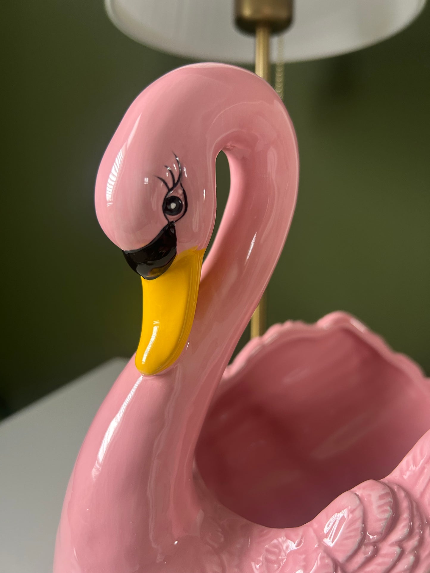 Pink Swan Ceramic Planter / Storage Bowl
