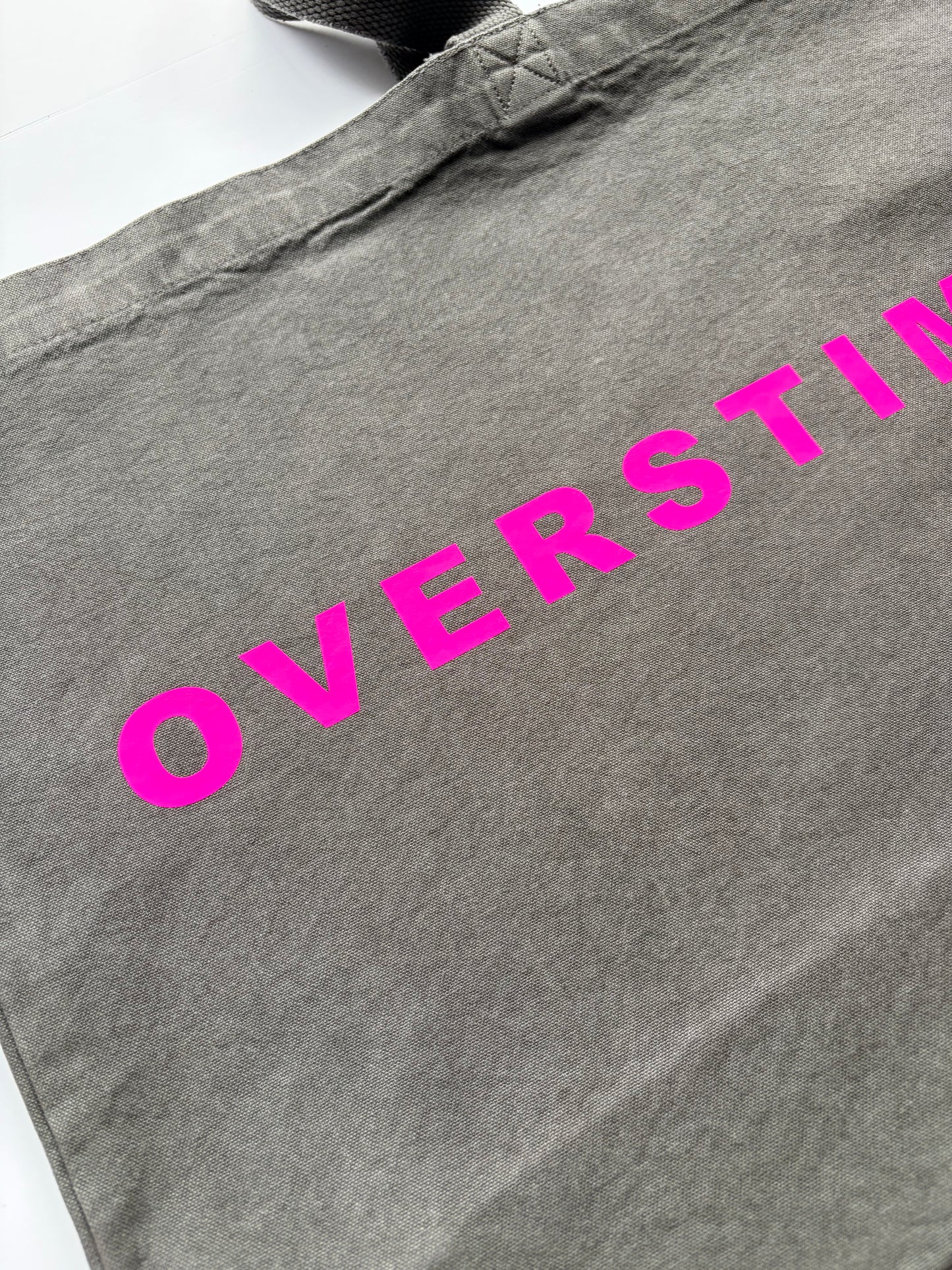 Oversized ‘overstimulated’ tote - charcoal and pink