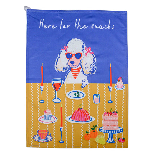 Here For The Snacks Dog Tea Towel
