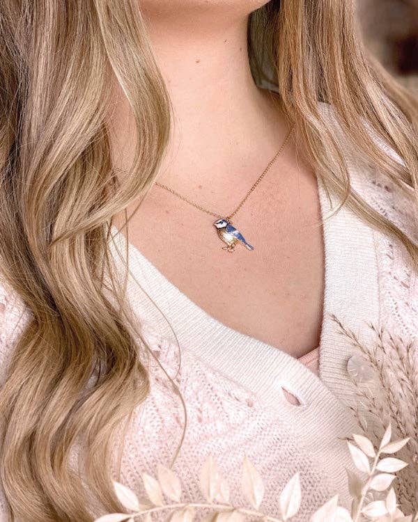 FABLE Enamel Blue Tit Short Necklace