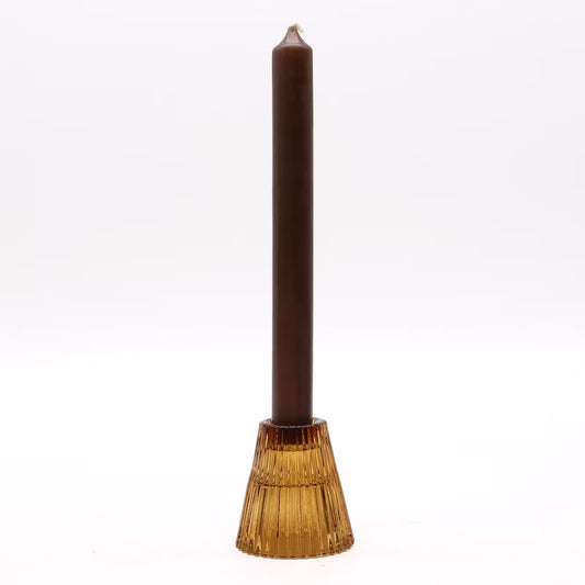 The Mini Château Reversible Glass Candle Holder - Amber
