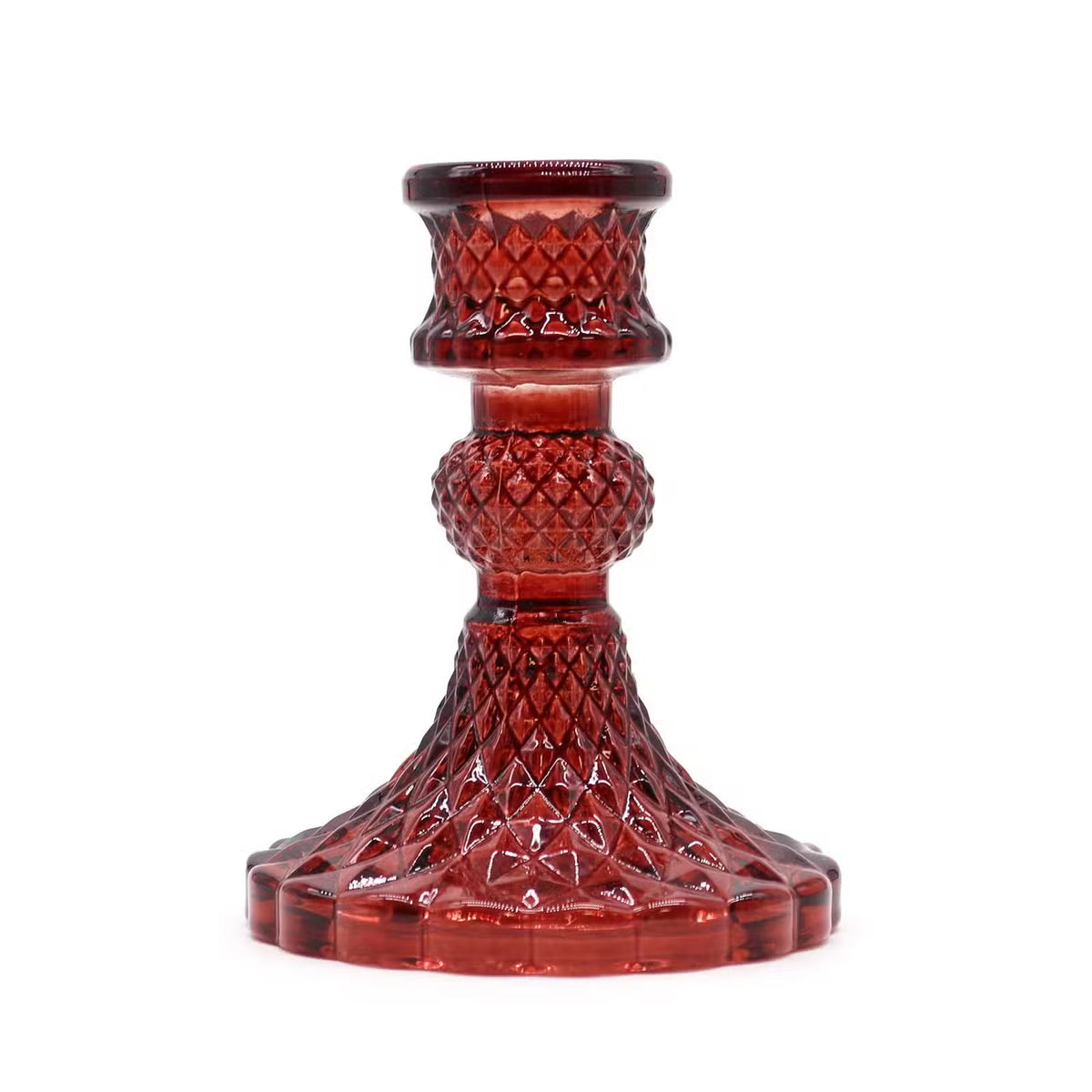 Gatsby Glass Candle Holder - Ruby Red