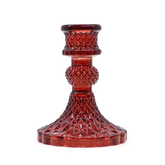 Gatsby Glass Candle Holder - Ruby Red
