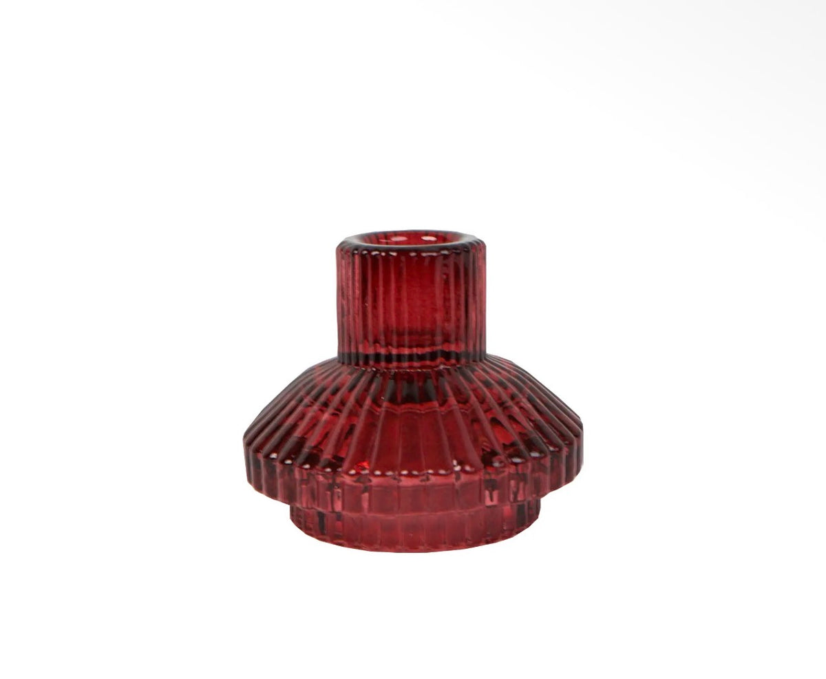 Deco Glass Candle Holder - Cherry Red