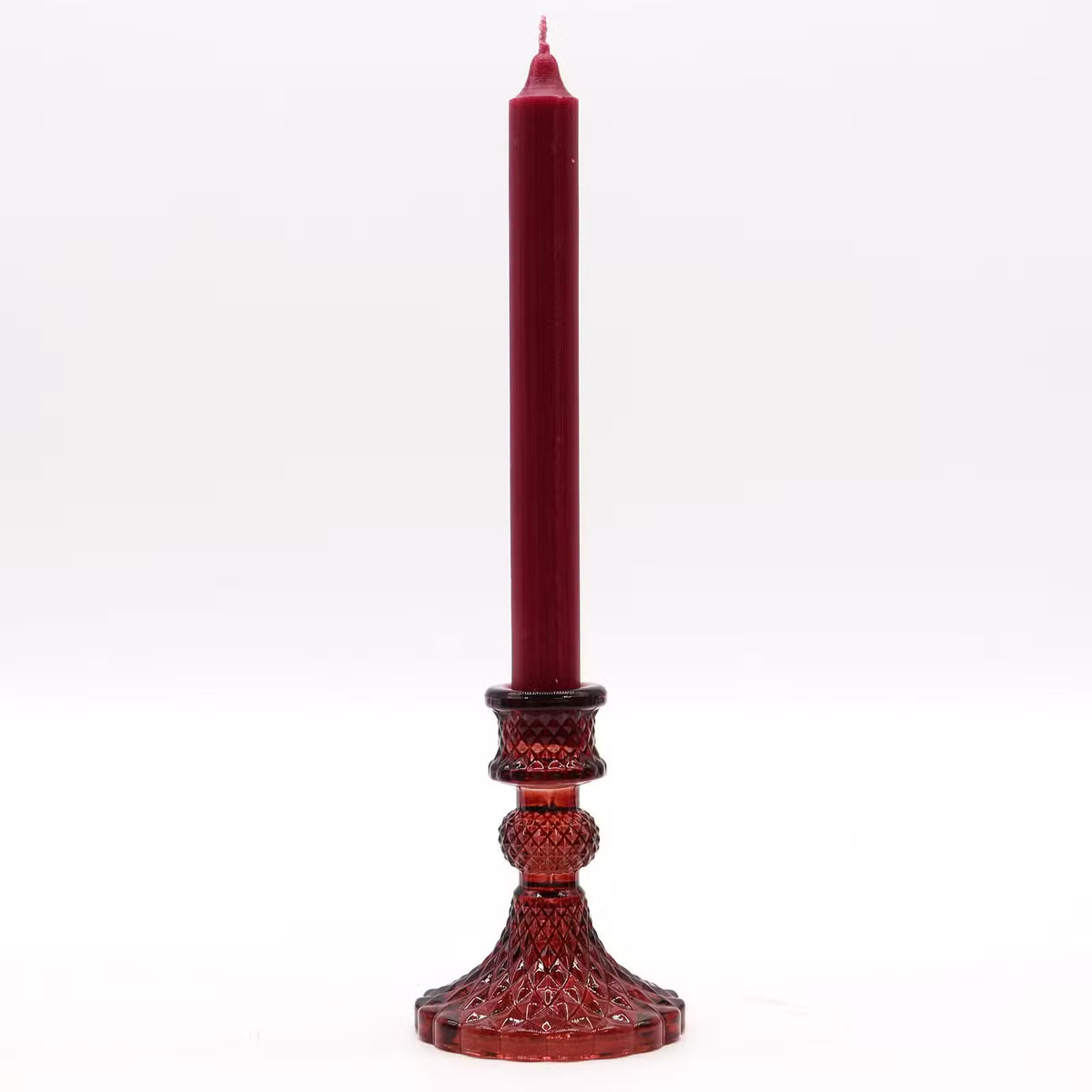 Gatsby Glass Candle Holder - Ruby Red