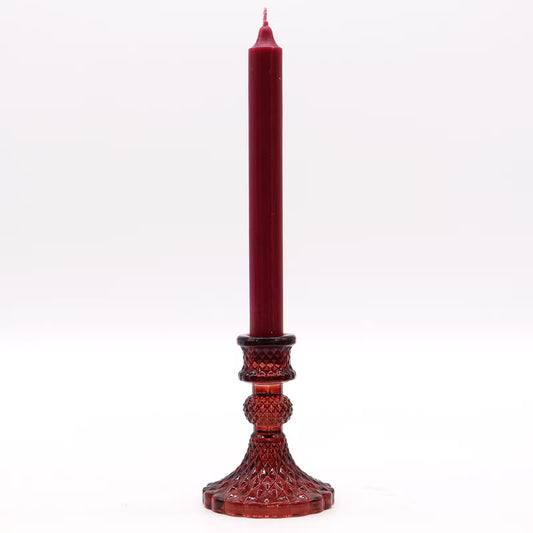 Gatsby Glass Candle Holder - Ruby Red