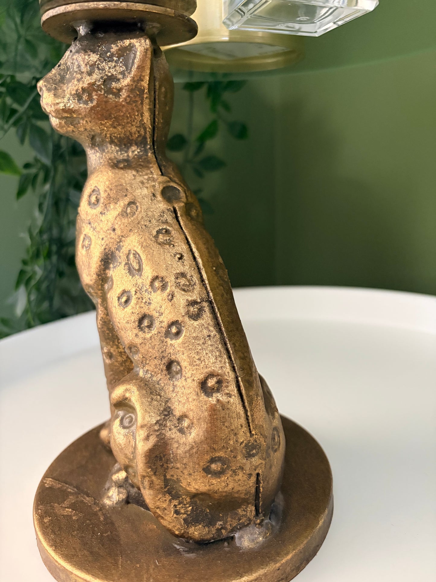 Gold Leopard Glass Tabletop Display Stand