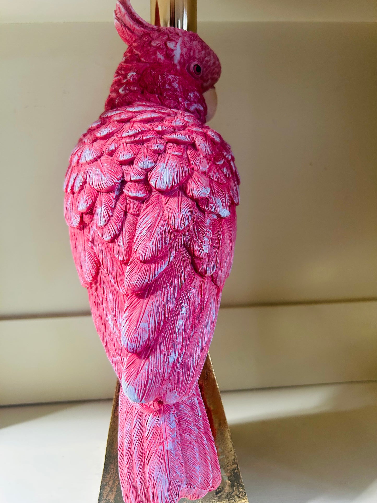 Hot pink and gold parrot candle stick holder