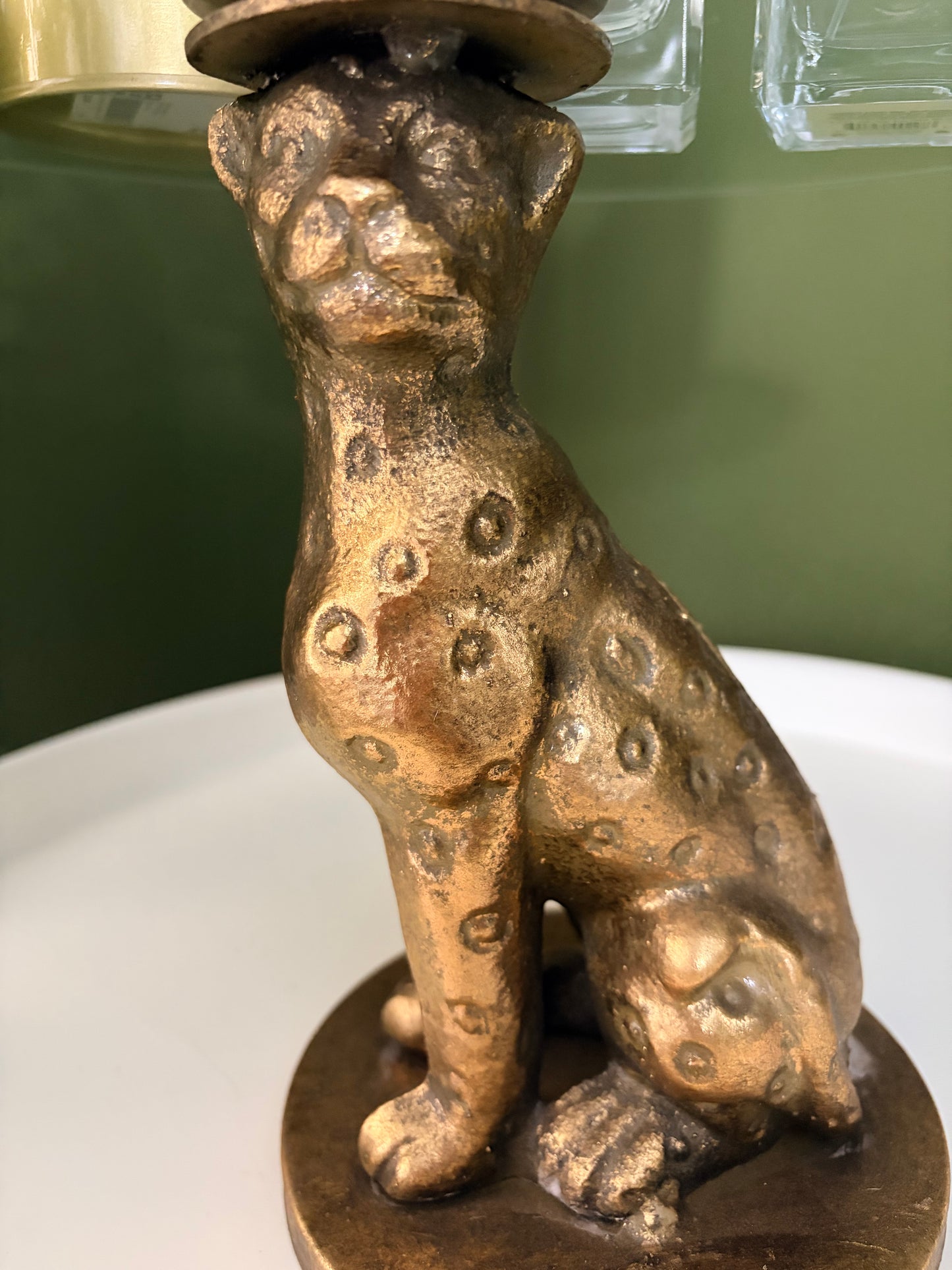 Gold Leopard Glass Tabletop Display Stand