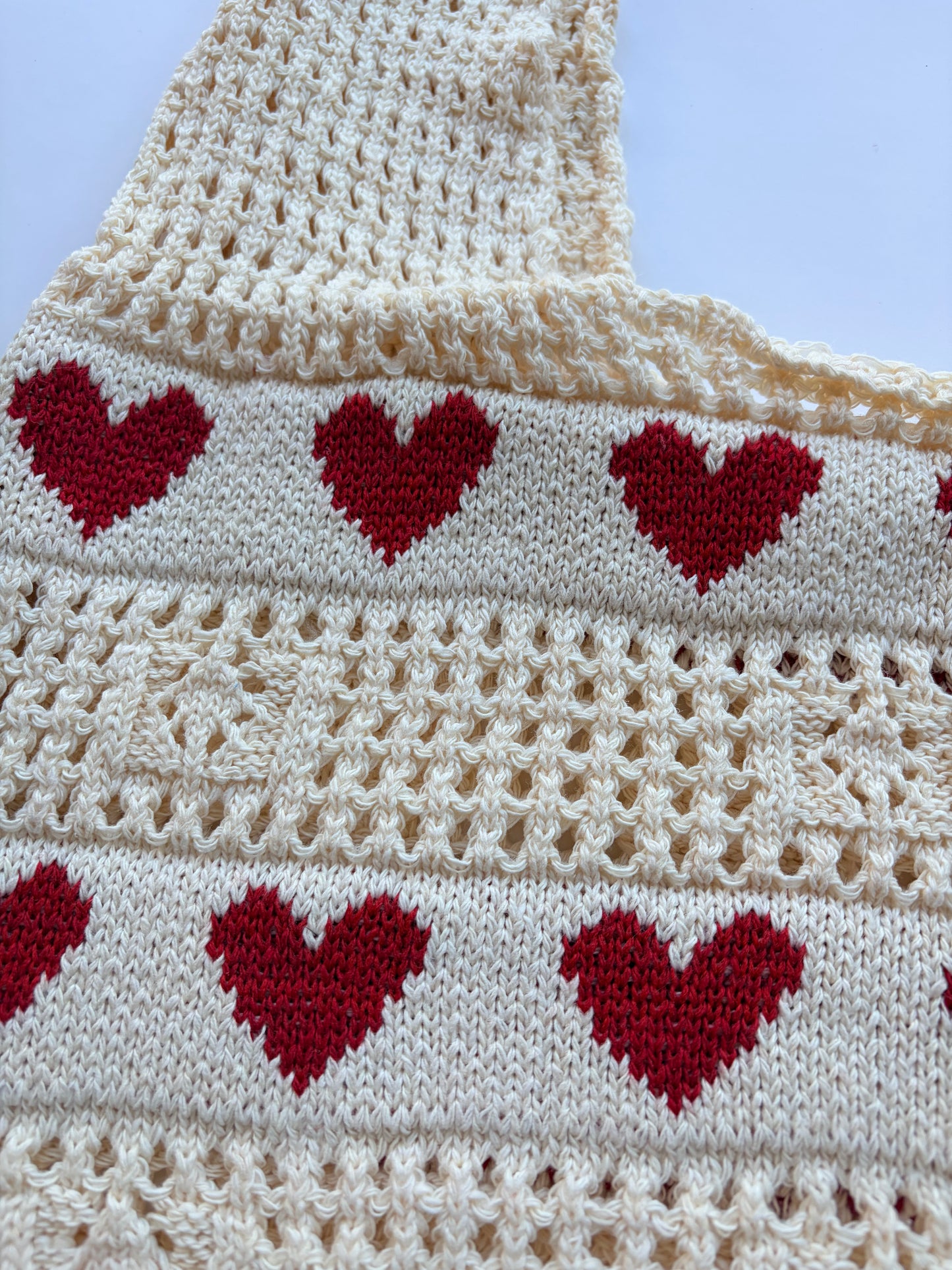 Heart knit slouch tote bag