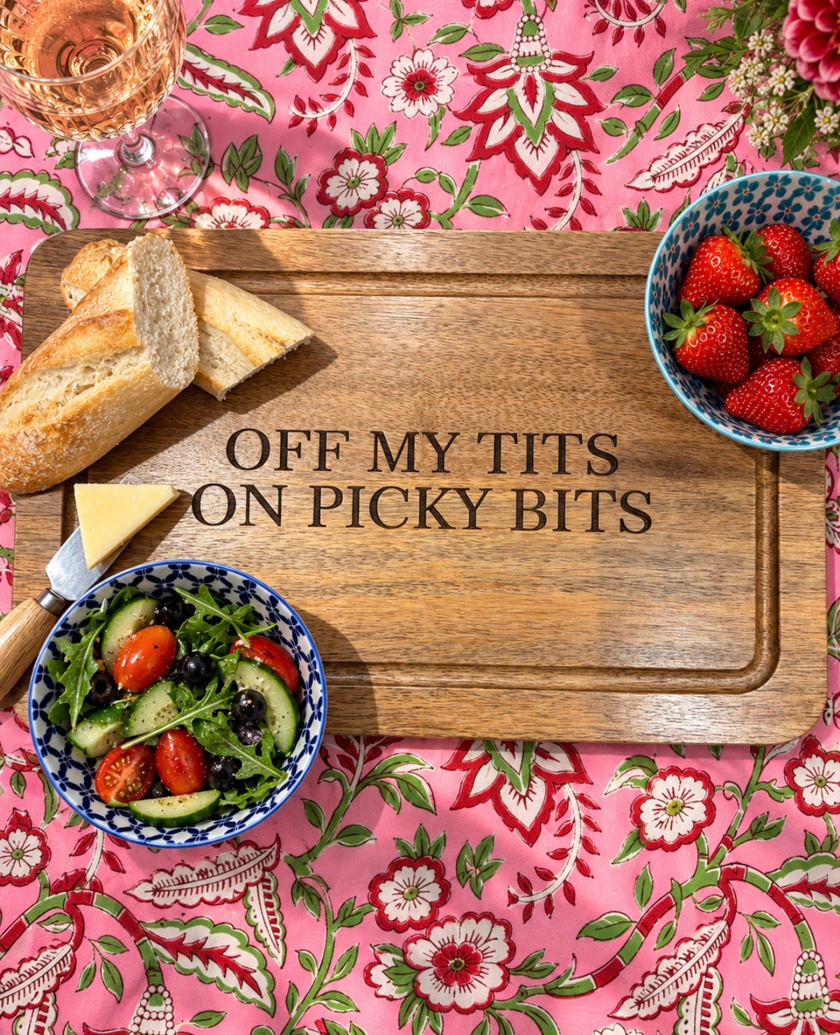 Off My Tits On Picky Bits Wooden Serving Board