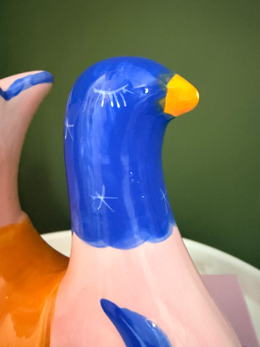 The Flora Vase | Pink Earthenware Bird Vase