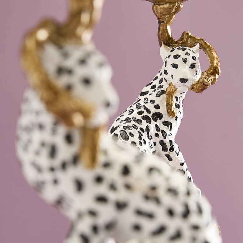 Pair of Ornate Leopard Candle Holders