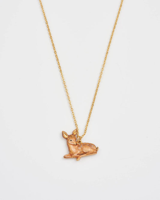 Resting Fawn Gold Chain Necklace