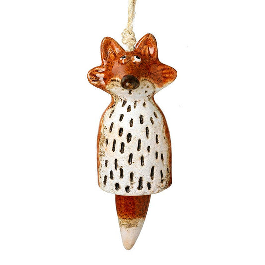 REACTIVE AMBER STONEWARE FOX BELL DECOR