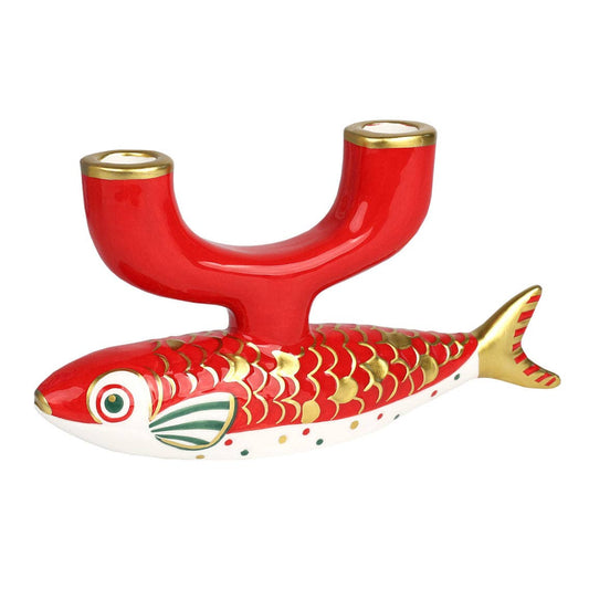 Hand-Painted Koi Fish Ceramic Candle Holder