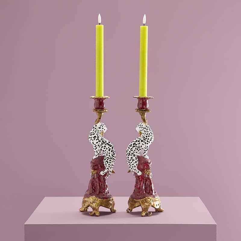Pair of Ornate Leopard Candle Holders