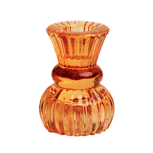 Orange Glass Dinner Candle & Tealight Holder