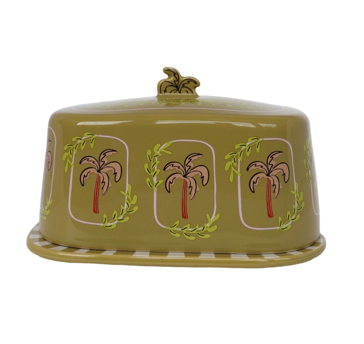 Palm Trees Olive Green Butter Dish