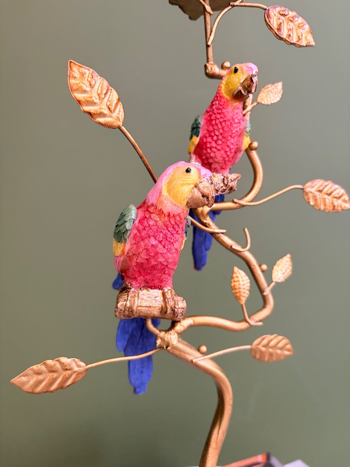 Red Parrot Candle Holder Gold Tropical Candlestick Hollywood Regency Décor
