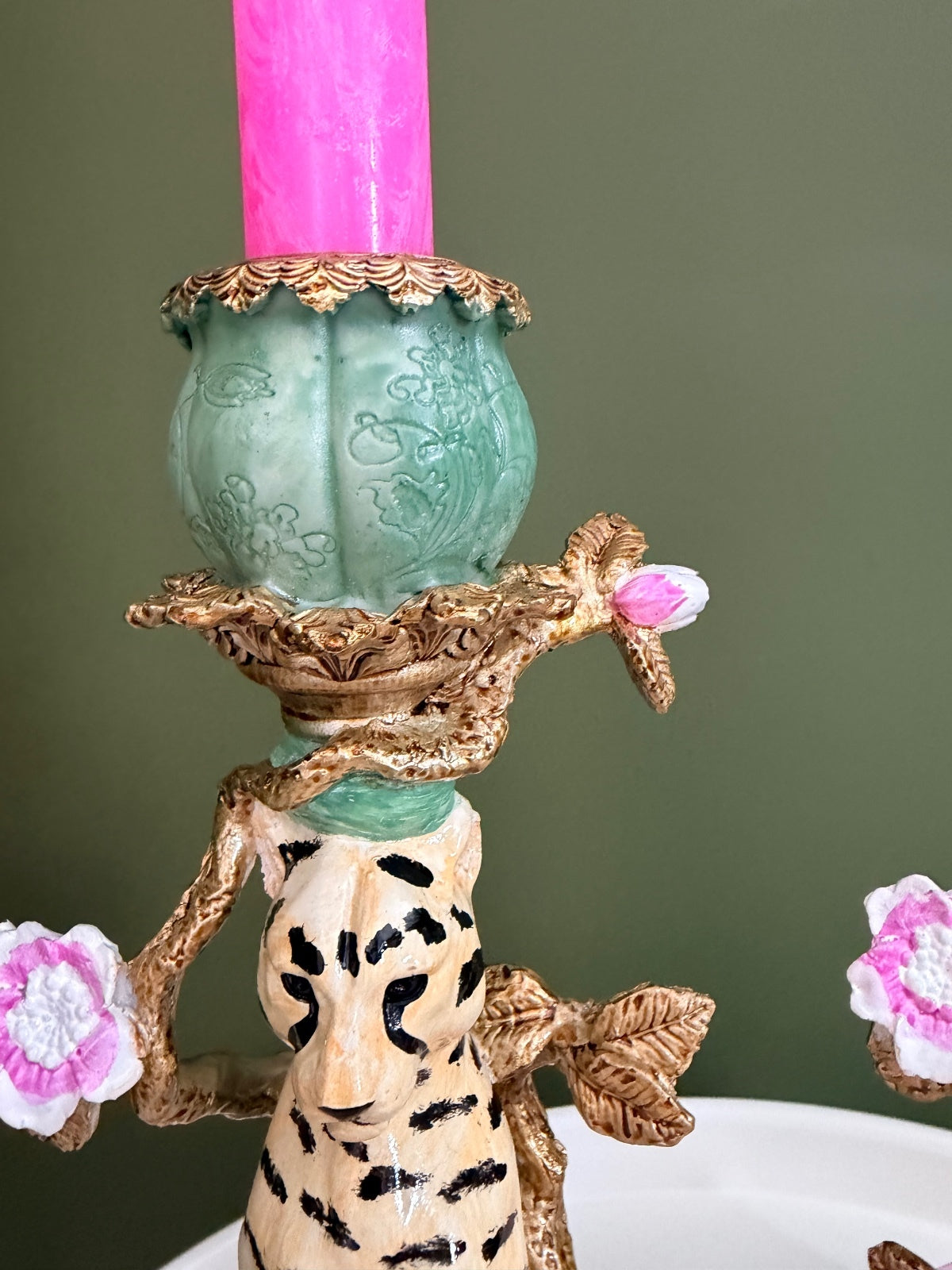 Pair of Cheetah Statement Candle Holders