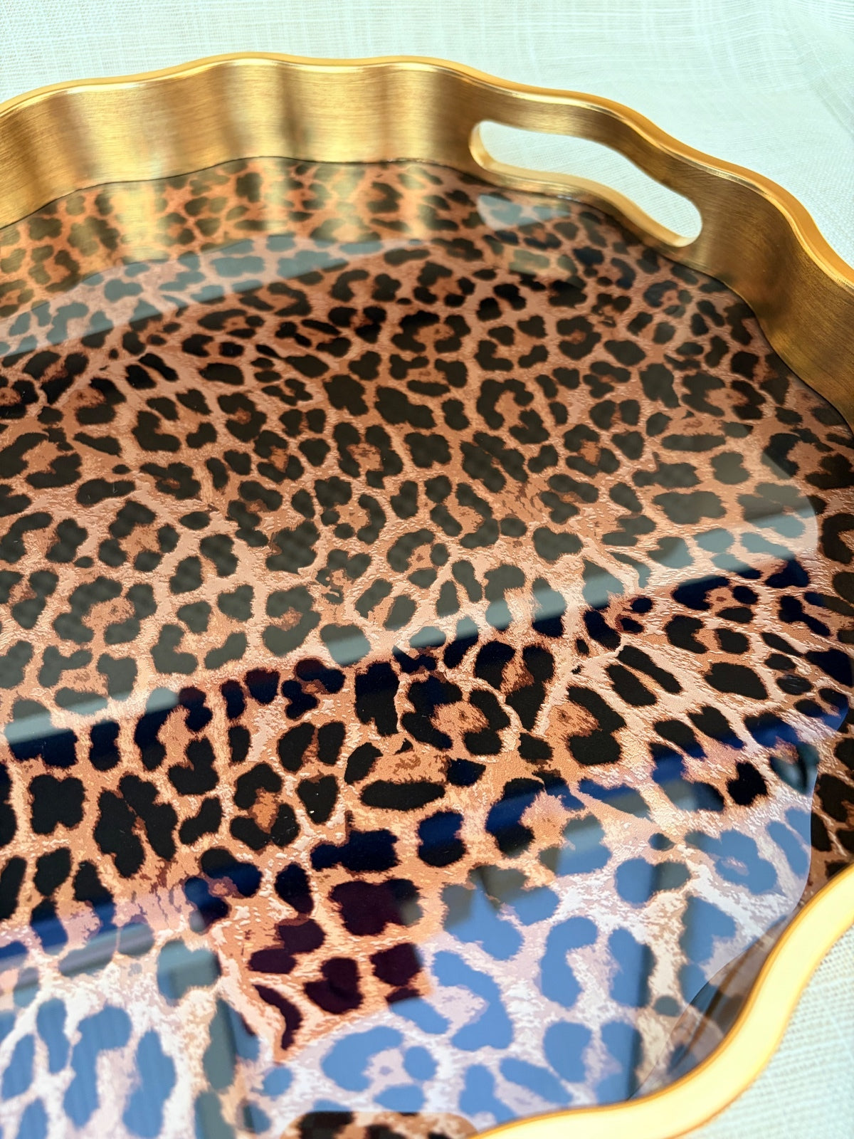 High Gloss Leopard Print Nesting Tray Set