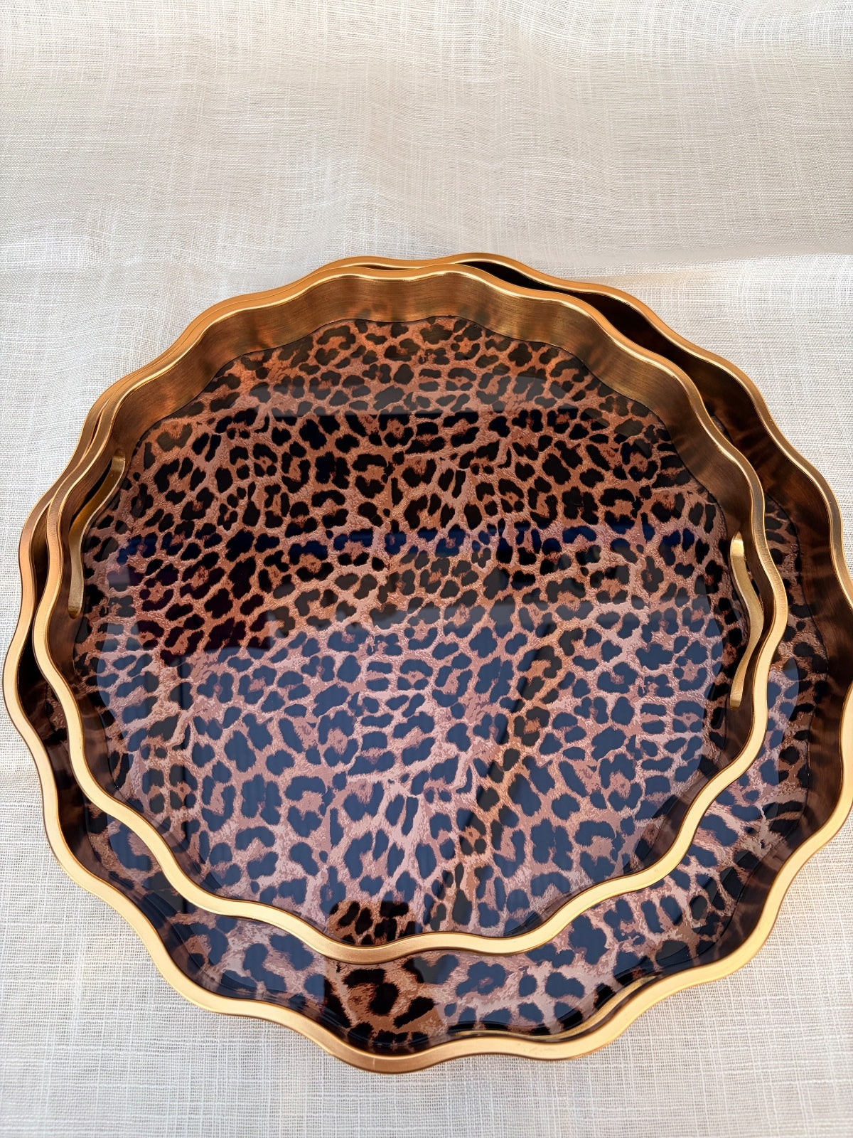 High Gloss Leopard Print Nesting Tray Set