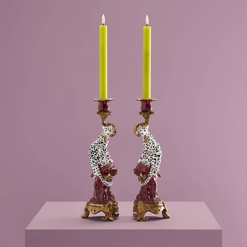 Pair of Ornate Leopard Candle Holders