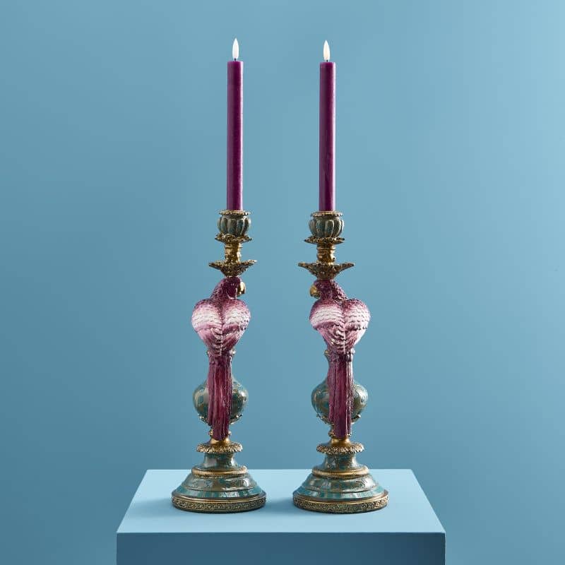 Pair of Parrot Candle Holders - Pink