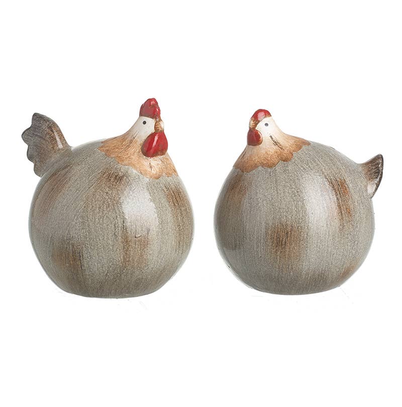 Large Round Ceramic Cockerel & Hen Mix