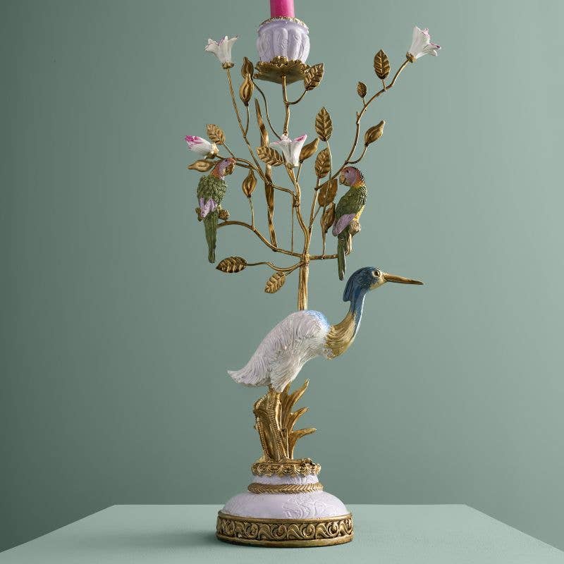 Ornate Heron Candle Holder