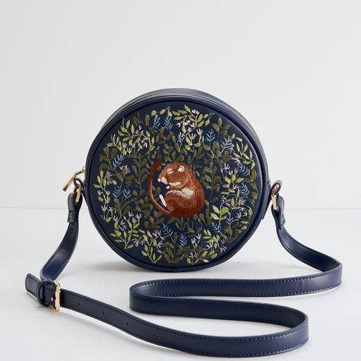 Sleeping Dormouse Embroidered Circle Purse