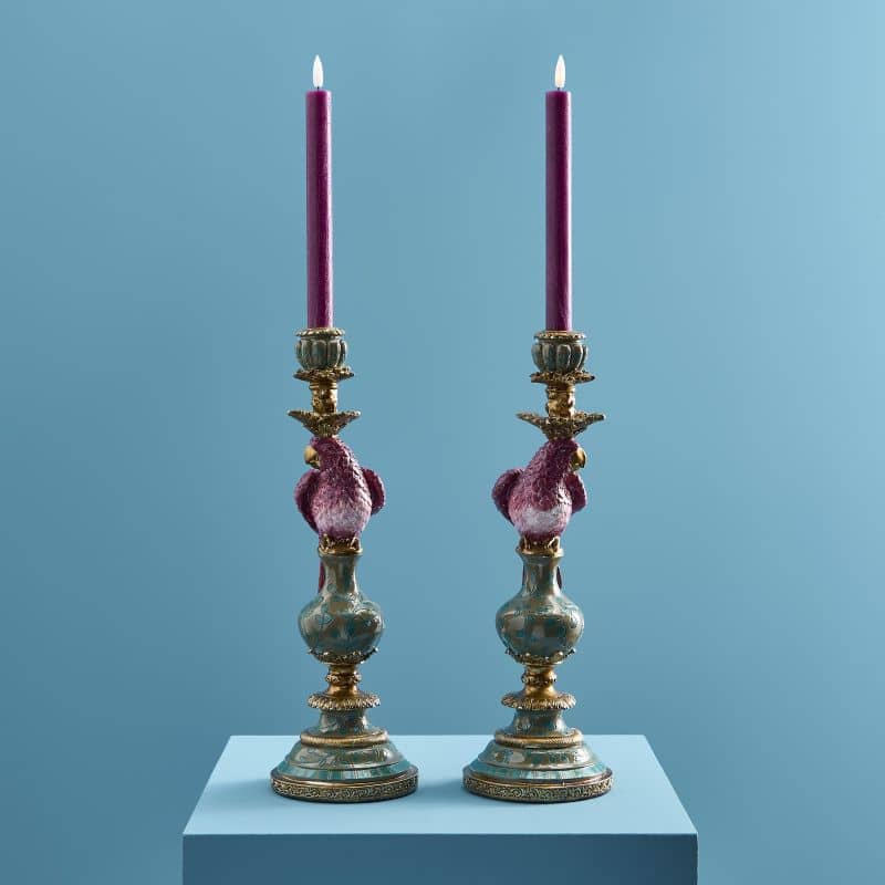 Pair of Parrot Candle Holders - Pink