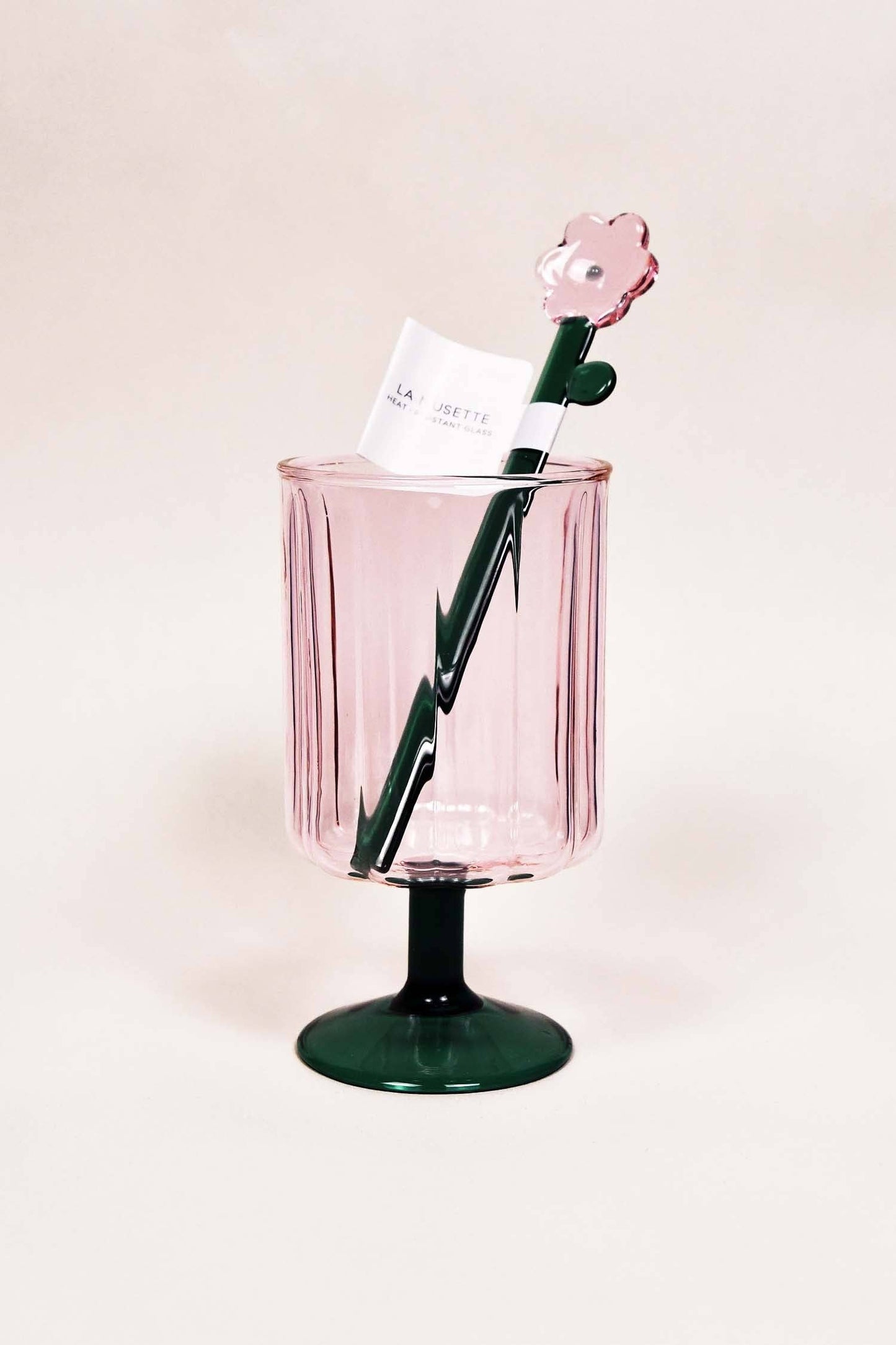 LA MUSETTE Heat Resistant Goblet Mug - Pink x Dark Green