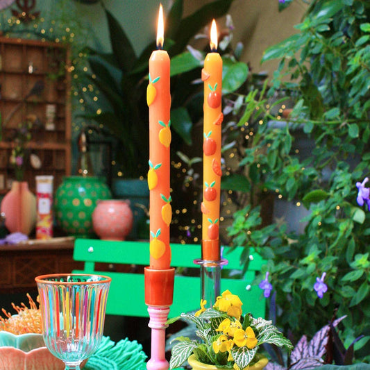 Citrus Fruit Statement Dinner Candles  | 2 Pack| Summer |