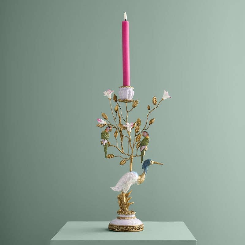 Ornate Heron Candle Holder