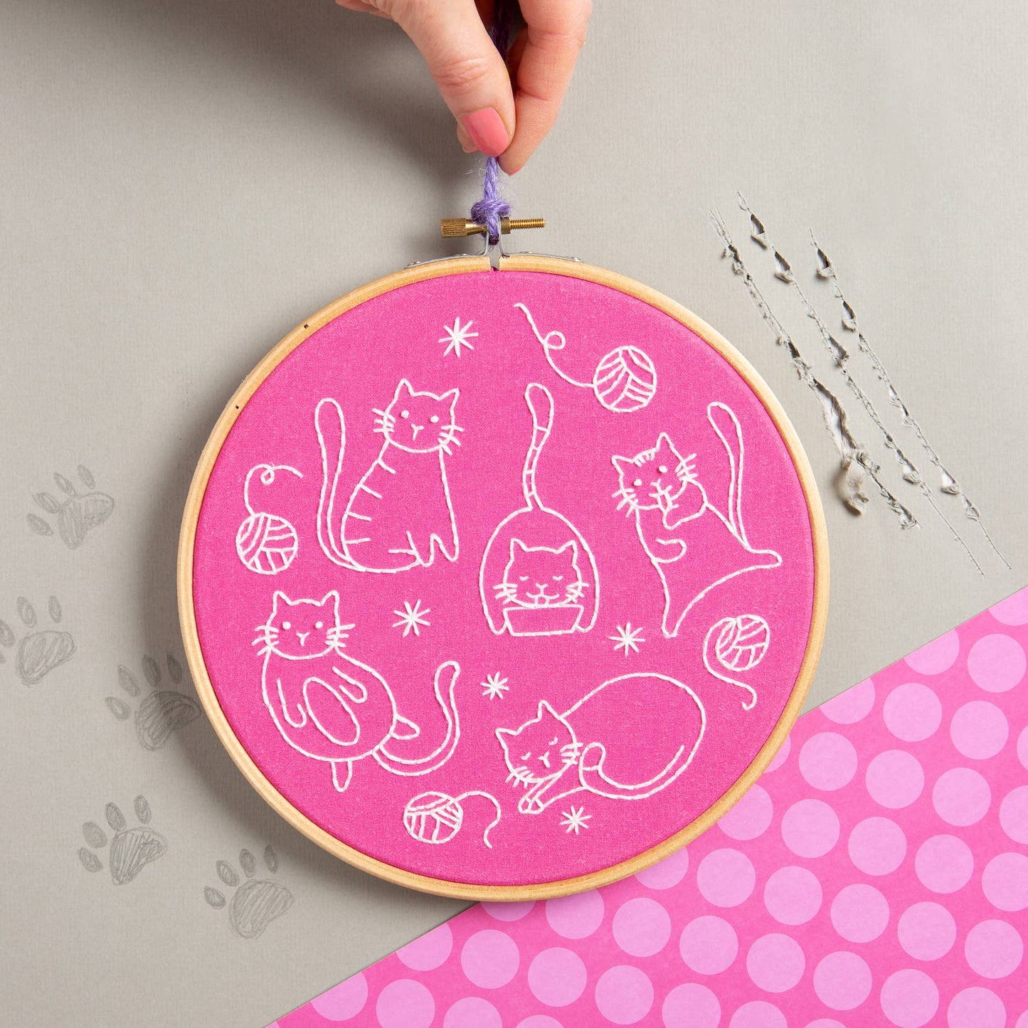 Crafty Cats Embroidery Kit | Complete Craft Kit for Beginners