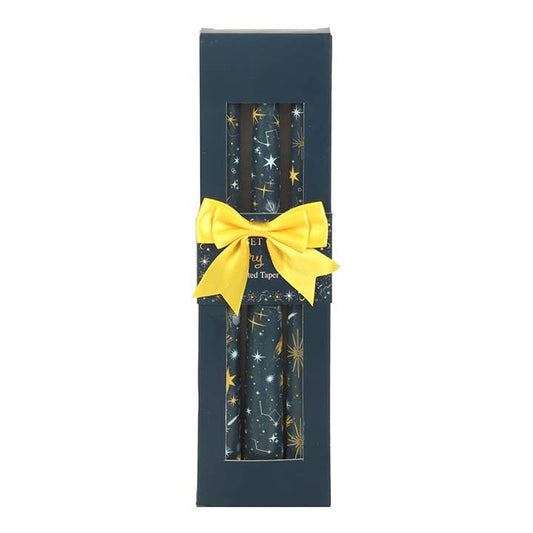 Set of 3 Starry Night Celestial Taper Candles